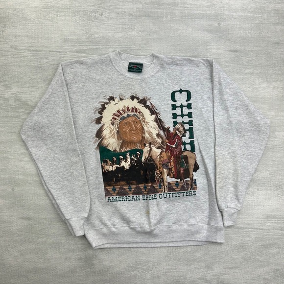 American Eagle Outfitters Other - Vintage 90s American Eagle Native American Sweatshirt Size Medium Gray Nature‎